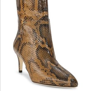 Cognac Python-Embossed Leather Ankle Boots
